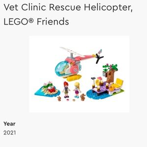 LEGO Friends Set #41692. Vet Clinic Rescue Helicopter. Almost complete. 249 pcs.